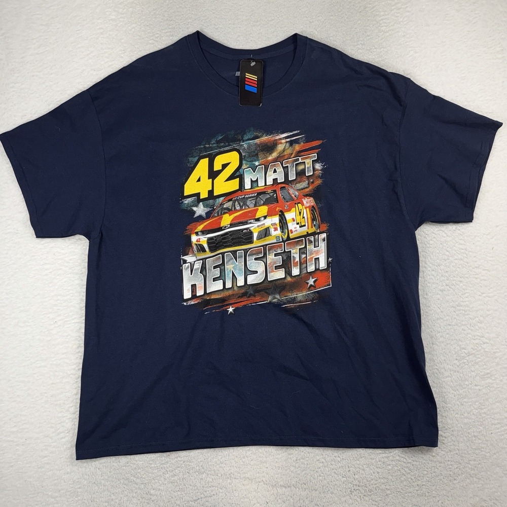 Matt Kenseth NASCAR T Shirt Men's Blue 3XL #42 Ganassi Racing Double Sided NWT